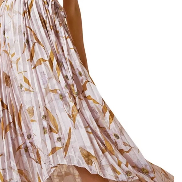 TED BAKER | DIXXIE PLEATED PRINTED SLEEVELESS FLORAL HIGH LOW MAXI DRESS SIZE 4 - Picture 6 of 13